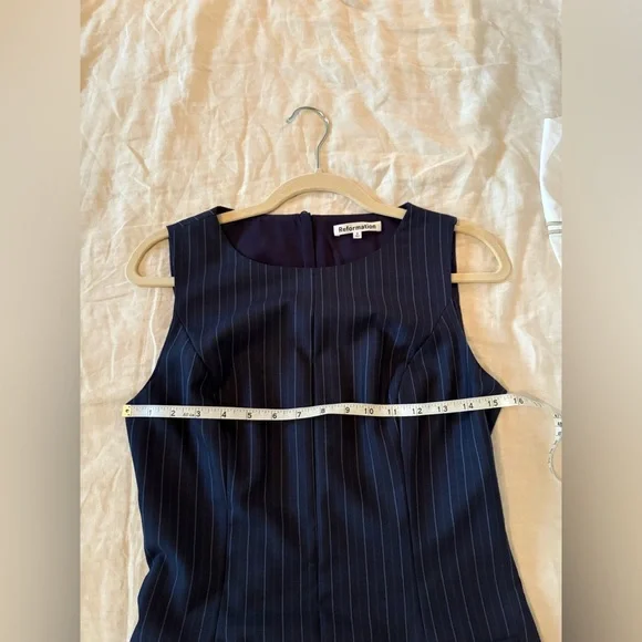Reformation citron dress in navy stripe - Picture 5 of 6
